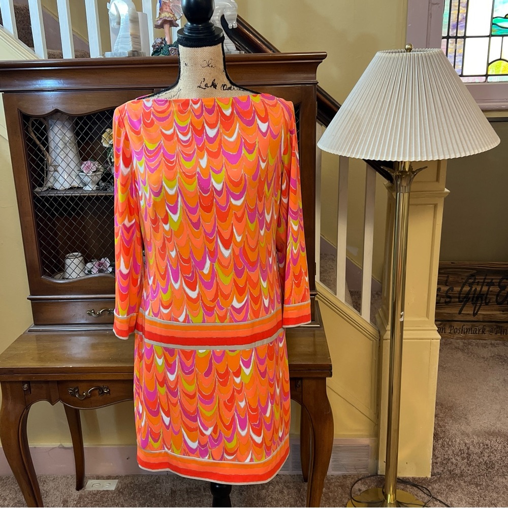 ❤️Trina Turk NWT Multi-Colored Boatneck Dress.  Size 8.